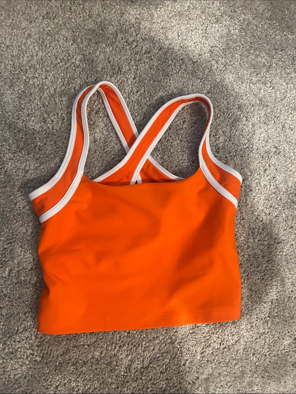 Orange Racerback Tank Top with White Trim